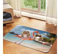 Tapis de nourriture pour chien, motif flamant rose, tapis d'alimentation absorbant pour gamelles de nourriture et d'eau, tapis de placement antidérapant pour sols, imperméable, séchage rapide, pour