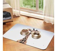 Tapis de nourriture pour chien, motif girafe mignon, tapis d'alimentation absorbant pour gamelles d'eau et de nourriture - Tapis de placement antidérapant pour sols - Imperméable - Séchage rapide