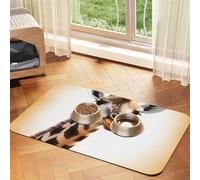 Tapis de nourriture pour chien, motif girafe mignon, tapis d'alimentation absorbant pour gamelles d'eau et de nourriture - Tapis de placement antidérapant pour sols - Imperméable - Séchage rapide