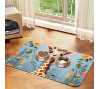 Tapis de nourriture pour chien, motif girafe mignon, tapis d'alimentation absorbant pour gamelles d'eau et de nourriture, tapis de placement antidérapant pour sols, imperméable, séchage rapide, pour