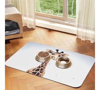 Tapis de nourriture pour chien, motif girafe mignon, tapis d'alimentation absorbant pour gamelles d'eau et de nourriture - Tapis de placement antidérapant pour sols - Imperméable - Séchage rapide