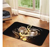 Tapis de nourriture pour chien motif note de musique, 30,5 x 45,7 cm, antidérapant, super absorbant, passe au lave-vaisselle, pour nourriture et eau, joli tapis d'alimentation en caoutchouc à séchage