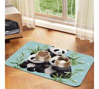 Tapis de nourriture pour chien, motif pandas mignons, tapis d'alimentation absorbant pour gamelles d'eau et de nourriture - Tapis de placement antidérapant pour sols - Imperméable - Séchage rapide