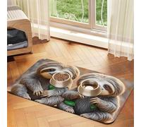 Tapis de nourriture pour chien motif paresseux mignons de 30,5 x 45,7 cm, antidérapant, super absorbant, passe au lave-vaisselle, pour nourriture et eau, joli tapis d'alimentation en caoutchouc à