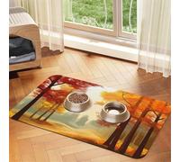 Tapis de nourriture pour chien, motif paysage d'arbres d'automne - Tapis d'alimentation absorbant pour gamelles d'eau et de nourriture - Tapis de placement antidérapant pour sols - Imperméable