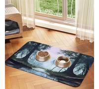 Tapis de nourriture pour chien, motif paysage marais, tapis d'alimentation absorbant pour gamelles d'eau et de nourriture - Tapis de placement antidérapant pour sols - Imperméable - Séchage rapide