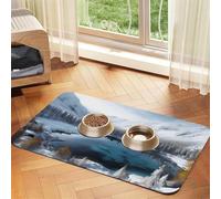Tapis de nourriture pour chien, motif scène de neige, tapis d'alimentation absorbant pour gamelles d'eau et de nourriture, tapis de placement antidérapant pour sols, imperméable, séchage rapide, pour