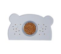 Tapis de nourriture pour chien, plateau d'alimentation à bord surélevé, 33 x 20 cm, tapis en silicone antidérapant et lavable, design en forme d'ours anti-déversement, pour chiots, chatons, protection