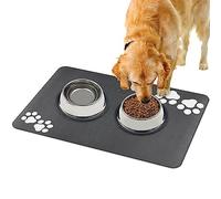 Tapis de nourriture pour chien - Tapis de gamelle absorbant pour les sols 50 x 30 cm - Tapis d'alimentation pour chiens et gamelles - Gris YOKUPOTAC antidérapant - Plateau facile à nettoyer pour chats