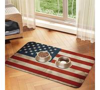 Tapis de nourriture pour chien vintage avec drapeau américain américain, 30,5 x 45,7 cm, antidérapant, super absorbant, passe au lave-vaisselle, pour nourriture et eau, joli tapis d'alimentation en