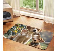 Tapis de nourriture pour chiens mignons pour chiens, 40,6 x 61 cm, antidérapant, super absorbant, passe au lave-vaisselle, pour la nourriture et l'eau, joli tapis d'alimentation en caoutchouc à
