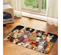 Tapis de nourriture pour chiens mignons pour le sol, 30,5 x 45,7 cm, antidérapant, super absorbant, passe au lave-vaisselle, pour nourriture et eau, joli tapis d'alimentation en caoutchouc à séchage