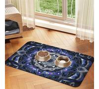 Tapis de nourriture rectangulaire mandala pour le sol, 30,5 x 45,7 cm, antidérapant, super absorbant, passe au lave-vaisselle, pour nourriture et eau, joli tapis d'alimentation en caoutchouc à séchage