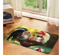 Tapis de nourriture super absorbant pour chien, beau coq poule, tapis d'alimentation pour gamelles de nourriture et d'eau, tapis de placement antidérapant et imperméable pour le sol, distributeur