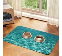 Tapis de nourriture super absorbant pour chien, bleu aquatique, tapis d'alimentation pour gamelles d'eau et de nourriture pour animaux de compagnie, tapis de placement antidérapant et imperméable pour