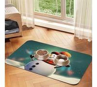 Tapis de nourriture super absorbant pour chien, bonhomme de neige amusant, tapis d'alimentation pour gamelles d'eau et de nourriture, tapis antidérapant et imperméable pour le sol, tapis distributeur