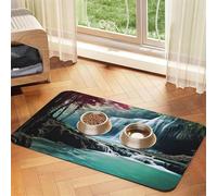 Tapis de nourriture super absorbant pour chien, cascade, paysage naturel, tapis d'alimentation pour gamelles de nourriture et d'eau, tapis de placement antidérapant et imperméable pour sols à séchage