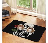 Tapis de nourriture super absorbant pour chien, chapelet vintage en forme de tête de mort, tapis d'alimentation pour gamelles d'eau et de nourriture - Tapis antidérapant et imperméable pour le sol
