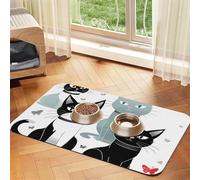 Tapis de nourriture super absorbant pour chien, chat noir et blanc, tapis d'alimentation pour gamelles de nourriture et d'eau, tapis de placement antidérapant et imperméable pour le sol, tapis