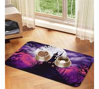 Tapis de nourriture super absorbant pour chien, château d'Halloween, violet ciel, tapis d'alimentation pour gamelles de nourriture et d'eau, tapis de placement antidérapant et imperméable pour sols à