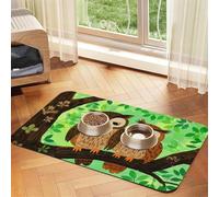 Tapis de nourriture super absorbant pour chien, couple de hiboux perchés avec motifs d'arbre pour animaux de compagnie, tapis d'alimentation pour gamelles de nourriture et d'eau, tapis de placement