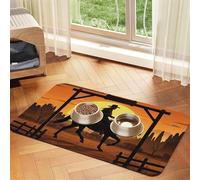 Tapis de nourriture super absorbant pour chien, cowboy, ranch désert, tapis d'alimentation pour gamelles d'eau et de nourriture - Tapis de placement antidérapant et imperméable pour sols - Séchage
