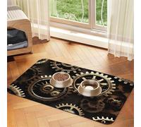 Tapis de nourriture super absorbant pour chien, engrenages steampunk cool, tapis d'alimentation pour gamelles d'eau et de nourriture pour animaux de compagnie, tapis antidérapant et imperméable pour