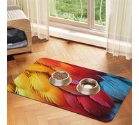 Tapis de nourriture super absorbant pour chien, fantastique tapis d'alimentation en plumes de perroquet pour gamelles d'eau et de nourriture - Tapis de placement antidérapant et imperméable pour sols