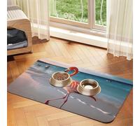 Tapis de nourriture super absorbant pour chien, flamant rose sur la plage, tapis d'alimentation pour gamelles d'eau et de nourriture - Tapis de placement antidérapant et imperméable pour sols