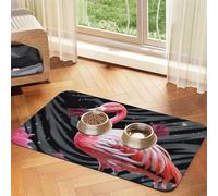 Tapis de nourriture super absorbant pour chien, flamant rose, tapis d'alimentation pour gamelles d'eau et de nourriture - Tapis de placement antidérapant et imperméable pour sols - Séchage rapide