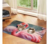 Tapis de nourriture super absorbant pour chien, flamant rose, tapis d'alimentation pour gamelles d'eau et de nourriture - Tapis de placement antidérapant et imperméable pour sols - Séchage rapide