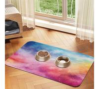 Tapis de nourriture super absorbant pour chien, fond aquarelle, tapis d'alimentation pour gamelles de nourriture et d'eau, tapis de placement antidérapant et imperméable pour sols à séchage rapide