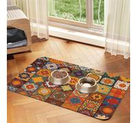 Tapis de nourriture super absorbant pour chien, groupe de tapis marocains géométriques pour gamelles de nourriture et d'eau, tapis de placement antidérapant et imperméable pour les sols, distributeur