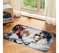 Tapis de nourriture super absorbant pour chien, hockey, art de hockey sur glace, tapis d'alimentation pour gamelles d'eau et de nourriture - Tapis de placement antidérapant et imperméable pour sols