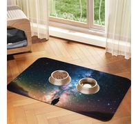 Tapis de nourriture super absorbant pour chien, homme regardant vers le haut, ciel nocturne, tapis d'alimentation pour gamelles de nourriture et d'eau, tapis de placement antidérapant et imperméable