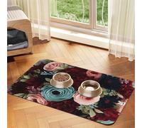 Tapis de nourriture super absorbant pour chien, marron et bleu marine, tapis d'alimentation pour gamelles d'eau et de nourriture pour animaux de compagnie, tapis de placement antidérapant et