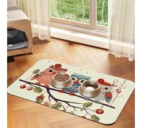 Tapis de nourriture super absorbant pour chien, mignon hiboux de Noël sur une branche, tapis d'alimentation pour gamelles d'eau et de nourriture pour animaux de compagnie, tapis de placement