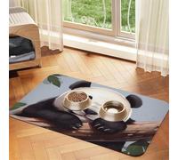 Tapis de nourriture super absorbant pour chien, mignon panda endormi, tapis d'alimentation pour gamelles de nourriture et d'eau, tapis de placement antidérapant et imperméable pour le sol