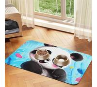 Tapis de nourriture super absorbant pour chien, mignon panda, tapis d'alimentation pour gamelles de nourriture et d'eau, tapis de placement antidérapant et imperméable pour le sol, tapis distributeur