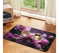 Tapis de nourriture super absorbant pour chien, motif fleurs roses, tapis d'alimentation pour gamelles de nourriture et d'eau, tapis de placement antidérapant et imperméable pour sols à séchage rapide