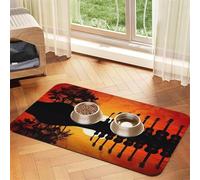 Tapis de nourriture super absorbant pour chien, motif guitare, coucher de soleil, tapis d'alimentation pour gamelles d'eau et de nourriture pour animaux de compagnie, tapis antidérapant et imperméable