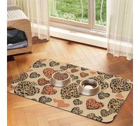 Tapis de nourriture super absorbant pour chien, motif léopard Love pour gamelles de nourriture et d'eau, tapis de placement antidérapant et imperméable pour le sol, distributeur d'eau à séchage rapide