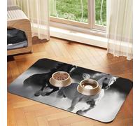 Tapis de nourriture super absorbant pour chien, noir et blanc, tapis d'alimentation pour gamelles d'eau et de nourriture pour animaux de compagnie, tapis antidérapant et imperméable pour le sol