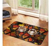 Tapis de nourriture super absorbant pour chien, papillon monarque, tapis d'alimentation pour gamelles d'eau et de nourriture - Tapis de placement antidérapant et imperméable pour sols - Séchage rapide
