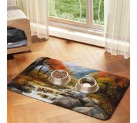 Tapis de nourriture super absorbant pour chien, peinture de paysage, tapis d'alimentation pour gamelles de nourriture et d'eau, tapis de placement antidérapant et imperméable pour sols à séchage