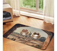 Tapis de nourriture super absorbant pour chien, peinture de site historique, tapis d'alimentation pour gamelles d'eau et de nourriture - Tapis de placement antidérapant et imperméable pour sols