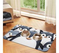 Tapis de nourriture super absorbant pour chien, pingouin mignon, tapis d'alimentation pour gamelles d'eau et de nourriture, tapis antidérapant et imperméable, tapis de positionnement pour sols