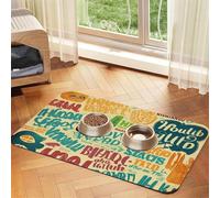 Tapis de nourriture super absorbant pour chien, slogans hawaïens, tapis d'alimentation pour gamelles de nourriture et d'eau, tapis de placement antidérapant et imperméable pour le sol, distributeur