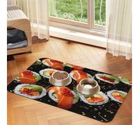 Tapis de nourriture super absorbant pour chien, sushi japonais, crevettes, tapis d'alimentation pour gamelles d'eau et de nourriture - Tapis de placement antidérapant et imperméable pour sols - Tapis