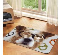 Tapis de nourriture super absorbant pour chien, tapis d'alimentation amusant pour gamelles de nourriture et d'eau, tapis de placement antidérapant et imperméable pour les sols, tapis distributeur